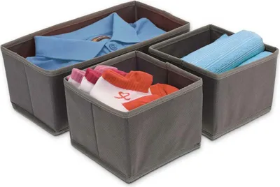 Produktbild von H&S Decoration | Organizer 3-teilig - Grau - Faltbar - Ideal für Schubladen und Kosmetik