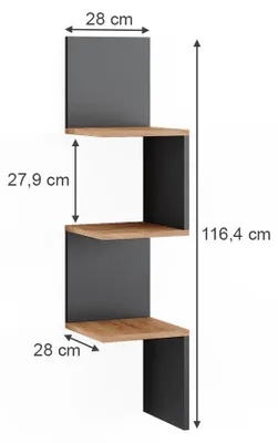 Produktbild von Eckregal Vicco Paolo Anthrazit 28 x 116.4 cm, Model 52099