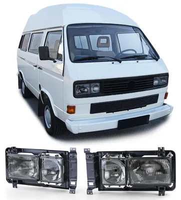 Für VW T2 T3 79-92 Eckige Scheinwerfer SCHWARZ Doppelscheinwerfer LINKS + RECHTS in der Farbe SCHWARZ von Carparts-Online GmbH