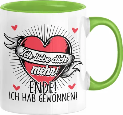 Produktbild von Valentinstag Tasse Geschenk für Ihn Sie Männer Für Paare Freundin Geschenkidee Kaffee-Becher Liebe Ich Liebe Dich Mehr Ende Ich Hab Gewonnen (Grün)