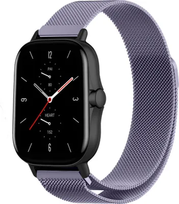 Produktbild von Strap-it Milanese Armband - Kompatibel mit Amazfit GTS 2 Armband Ersatzarmband Edelstahl - Armband mit Magnetverschluss - Hochwertiges Material - für Smartwatch 20mm Armband Hellviolett