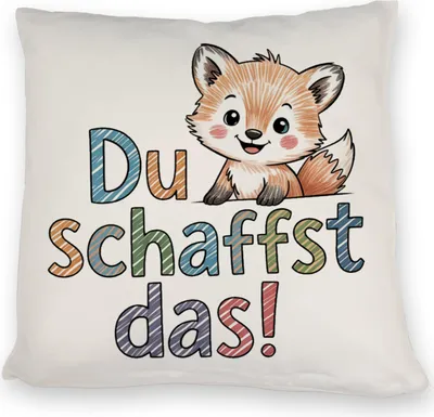 Produktbild von Fuchs mit Spruch Du schaffst das! Kissen