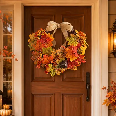 Produktbild von 45cm Türkranz Herbst Herbstblätter Beeren Haustür Wand Fenster