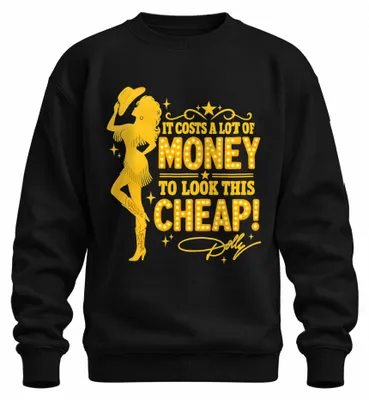 Imagen del producto de Esta sudadera con cuello redondo, estilo "Dolly Nashville", de color negro y talla L, cuesta bastante dinero