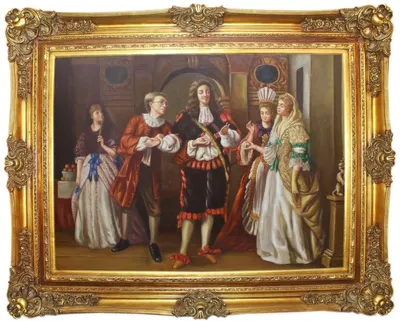 Produktbild von Casa Padrino Barock Ölgemälde Seine Lordschaft Mehrfarbig / Gold 160 x 10 x H. 130 cm - Handgemaltes Gemälde mit prunkvollem Rahmen im Barockstil - Barock Wanddeko