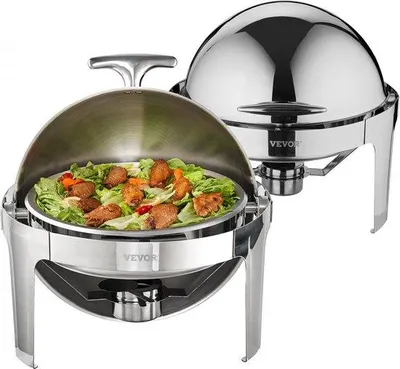 Image de Ensemble de chauffe-plats 2 pièces, acier inoxydable, 5,5 l, service de buffet, restaurant