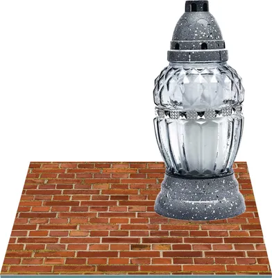 Zdjęcie produktu dla SZKLANA PODSTAWKA POD ZNICZE Z DEDYKACJĄ 40x40cm Rudy mur 193h