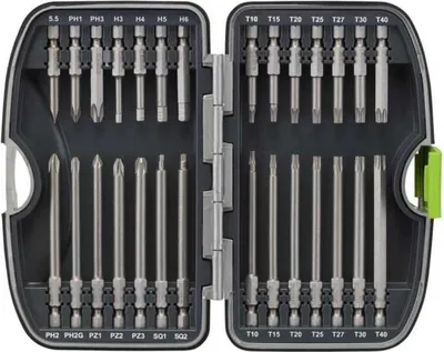Produktbild von Schraubendreher-Bit-Set 28-teilig, 1/4″ Sechskantschaft, TX-Bits mit Bohrung, 50/89 mm Länge