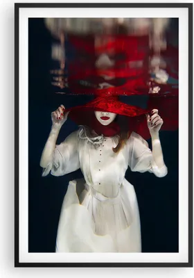 Produktbild von Gerahmtes Poster - Schwarzer Rahmen - Mädchen Rot Hut - 61x91,5 cm - Wand Bild - Wanddeko - Wandbilder - Kunstposter - Wandposter - Bilderrahmen - Bilder - Kunstdruck - Wandbild - P2BPA61x91-4305