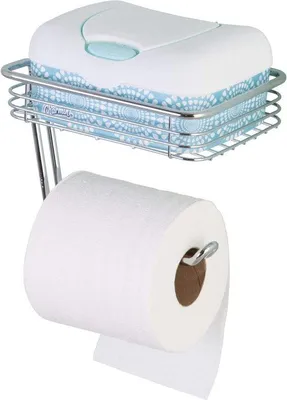 Immagine prodotto di Portarotolo con ripiano, montaggio a parete, 18,5 cm, acciaio inossidabile, cromato