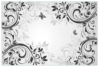 Produktbild von Wallario Küchenrückwand aus Glas, Größe: 90 x 60 cm, Motiv: Schnörkelmuster mit Schmetterlingen | Spritzschutz | abwischbar | pflegeleicht | in