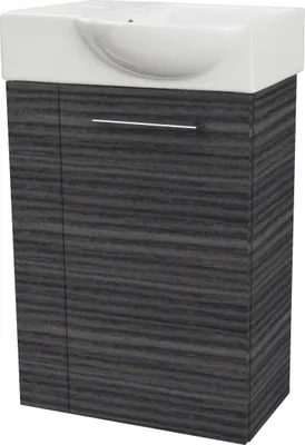 Produktbild von Fackelmann SBC B. PERFEKT Gäste WC Set 2-teilig 45 cm, Anthrazit Holzoptik, rechts, Keramik Hahnloch links