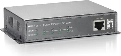 Produktbild von LevelOne GEP-0521 Netzwerk-Switch Unmanaged Gigabit Ethernet (10/100/1000) Power over Ethernet (PoE) Grau