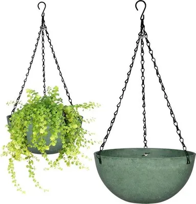 Immagine prodotto di Portavasi sospesi, acciaio inossidabile, Ø 25 cm, verde smeraldo, 2 pezzi