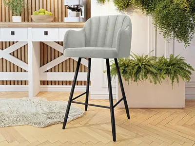 Obrázok produktu pre Čalúnená stolička barovka CANOGA - čierna / šedá
