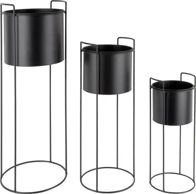 Produktbild von Present Time - Blumentopfset Essence - Schwarz - 80x28cm & 28x23cm & 50x19cm