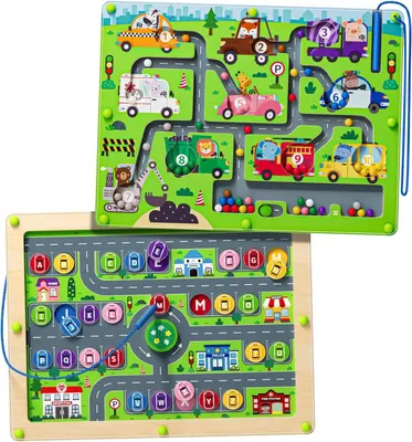Obrázok produktu pre Labyrintové puzzle 2 v 1, drevo, pre deti, Montessori hračky