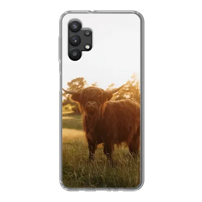 Produktbild von MuchoWow® Handyhülle Schutzhülle Hülle für Samsung Galaxy A32 5G Schottischer Hochländer - Gras - Sonne Silikon Softcase Handy Hülle - Softcase