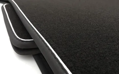 Produktbild von Fußmatten passend für VW Tiguan 5N Velours Automatten Nubuk Schwarz, Weiß Tuning Premium Automatten Set