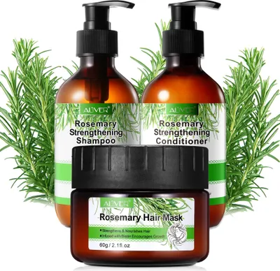 Produktbild von Haarpflege Haarwachstum Vegan Rosmarin Set: 300 ml Shampoo+ 300ml Conditioner+ 50g Haarmaske