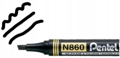 Image de PENTEL Marqueur Permanent Noir Pointe Biseautée Imperméable