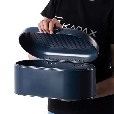 Produktbild von kadax Brotkasten Stahl Marineblau 34 cm mit Deckel Pratti