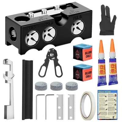 Image de Kit de réparation et d'entretien pour pointe de queue de billard, 11 en 1