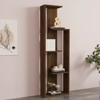 Image de Fiesole - Bibliothèque, 50x20x160h cm Noyer Marron, 3 Étagères