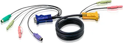 Produktbild von ATEN PS/2-KVM-Kabel mit 3-in-1-SPHD und Audio, 1,8 m, 1,8 m, PS/2, PS/2, VGA, Schwarz, HDB-15, 2 x PS/2, 2 x 3.5mm