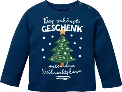 Produktbild von Baby Langarmshirt Weihnachtsshirt Spruch Lustig Das schönste Geschenk Christmas Outfit Mädchen Jungen Baumwolle MoonWorks®