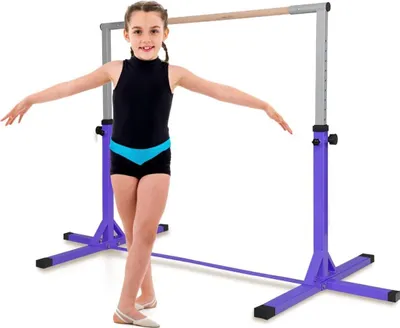 Produktbild von KOMFOTTEU dětská gymnastická tyč, gymnastická tyč 12-stupňová výškově nastavitelná, horizontální tyč gymnastická tyč z oceli a dřeva, max. nosnost 100 kg