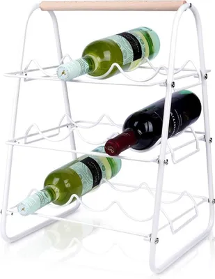 Obrázek produktu pro Stojan na víno z bílého kovu na 9 lahví - elegantní a praktický
