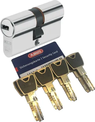 Produktbild von ABUS XP20S Doppelzylinder Länge (a/b) 30/60mm (c=90mm) mit Sicherungskarte und 8 Schlüssel mit Design-Clip, Not-u. Gefahrenfunktion und SKG** Bohrschutz