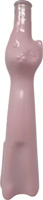 A pink cat-shaped bottle against a white background.