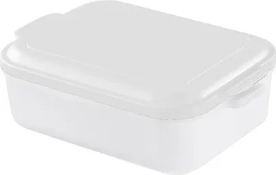 Zdjęcie produktu dla Uniwersalne pudełko do przechowywania żywności - praktyczne pudełko z uchwytami, solidne pudełko na lunch, bezpieczne w kuchence mikrofalowej, wolne od BPA i wyprodukowane w Niemczech - białe