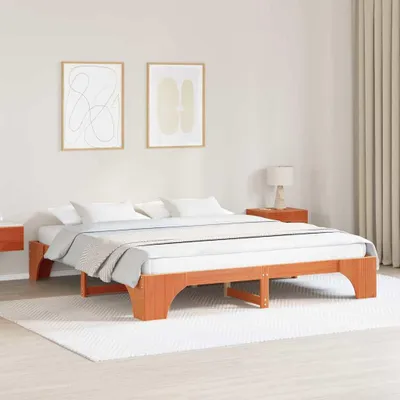 Produktbild von Möbel Bettgestell Wachsbrown 200x200 cm aus massivem Kiefernholz - Klassische Betten 872934