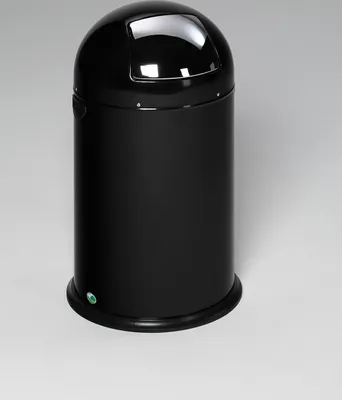 Produktbild von Klassischer Abfallsammler mit Einwurfklappe & Inneneinsatz | 40 Liter, HxBxT 73x46,5x46,5cm | Verzinkter Stahl | Schwarz