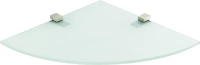 Produktbild von Glasregal Viertelkreis + Clip KUBI, Befestigungsclip :Kubi Edelstahloptik, Größe :6mm - 35 x 35 cm - satiniert