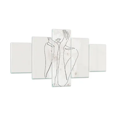 Produktbild von Bilder auf glas - 5 Teile - Grafik Frau Licht - 125x70cm - Glasbilder - Wandbilder - Bilder - zum Aufhängen bereit - Wanddekoration aus Glas - Glas Bilder - Wandbild auf Glas - GEA125x70-4656