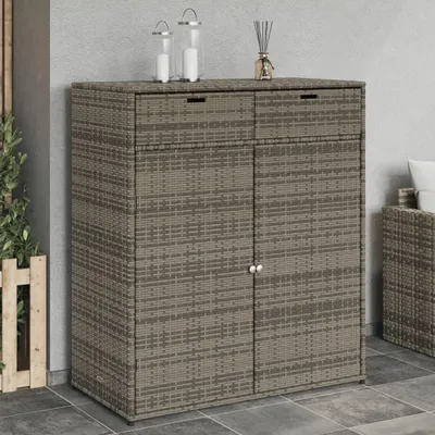 Obrázek produktu pro Zahradní úložná skříň polyratan Šedá / 105 x 55 x 113 cm