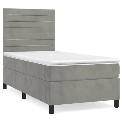 Produktbild von vidaXL Boxspringbett mit Matratze Hellgrau 80x200 cm Samt