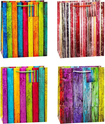 Produktbild von TSI 12er Set Geschenktüten groß 32x26x13,5 CM STREIFEN neutral modern