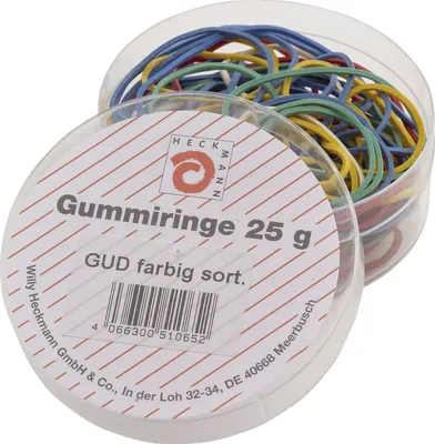 Produktbild von Wihedü 510.065 Gummiringe - farbig sortiert, Dose mit 25g