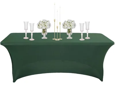 Produktbild von Tischdecke abwaschbar rechteckig dunkelgrün 183 cm Polyester/Elasthan