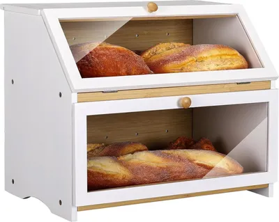 Produktbild von Bambus Brotkasten 2 Etagen lebensmittelecht Brotaufbewahrung 39x25x32cm