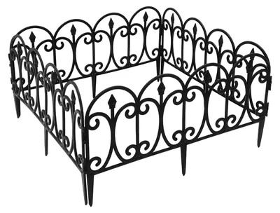 Produktbild von Dekorativer Gartenzaun - Gartenzaun - 5-teilig - PP-Kunststoff - Bogenförmig - Schwarz