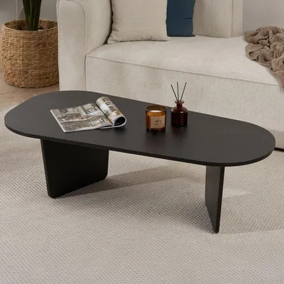 Immagine prodotto di Dmora Tavolino da Salotto Dozza 130x65x40h cm Nero, Forma Ovale Materiale Piano in Legno Nobilitato