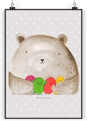 Produktbild von Mr. & Mrs. Panda Bild Bär Gefühl DIN A5 - Grau Pastell - Geschenk, drucke, wanddeko, Plakat, Teddy, Deko, kunstdruck poster, Verrückt, Durchgedreht, Wahnsinn