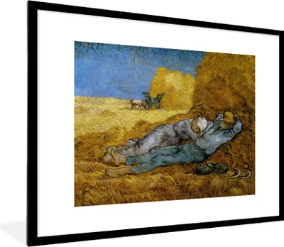 Produktbild von MuchoWow® MuchoWow® Gerahmtes Poster Die Siesta - Vincent van Gogh 80x60 cm - Poster mit zchwarzem Bilderrahmen - Schlafzimmer-Dekorationen - Fotoposter
