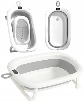 Image de Baignoire pour bébé - Baignoire pour bébé 85 x 47 x 21,5 cm - Baignoire pliable rose - pour enfants - avec coussin et thermomètre